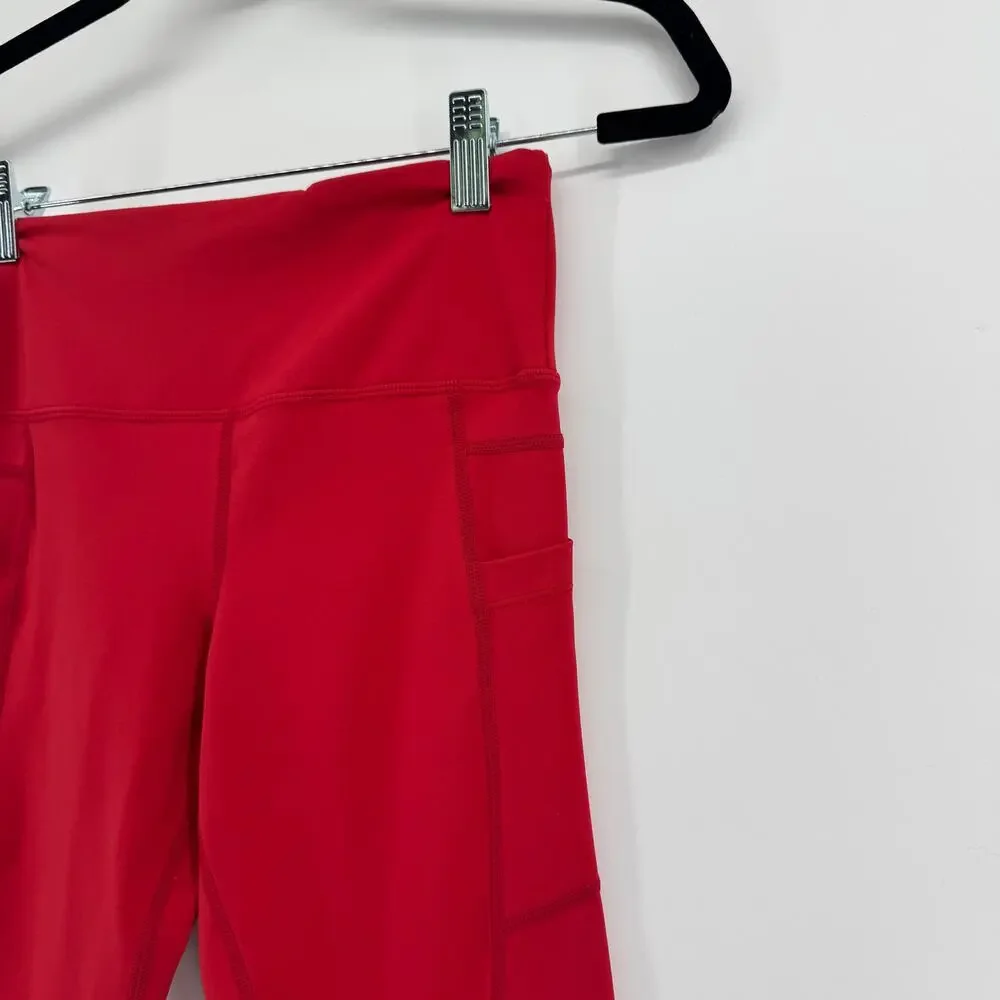ZYIA Active Red High Waisted Pocket Leggings Size 2 Athletic Workout Yoga